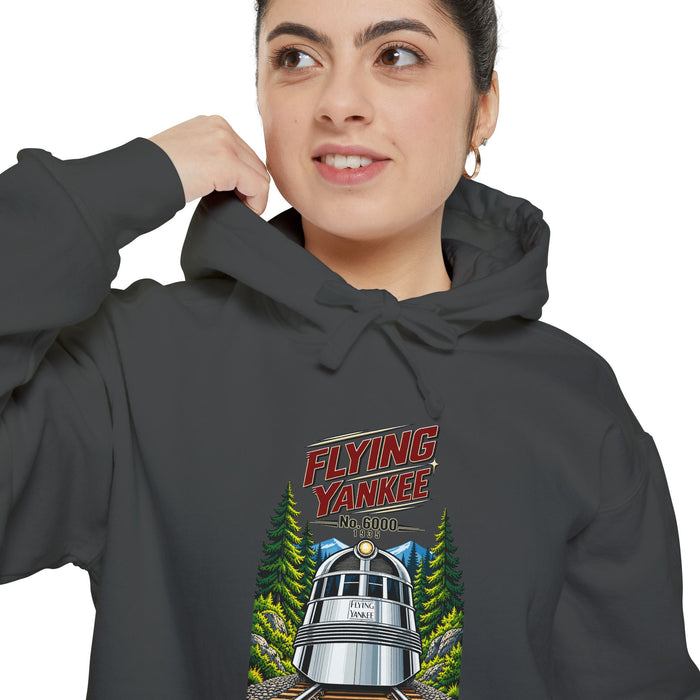 Flying Yankee No. 6000 – 1935 Vintage Streamliner - Unisex Garment-Dyed Hoodie