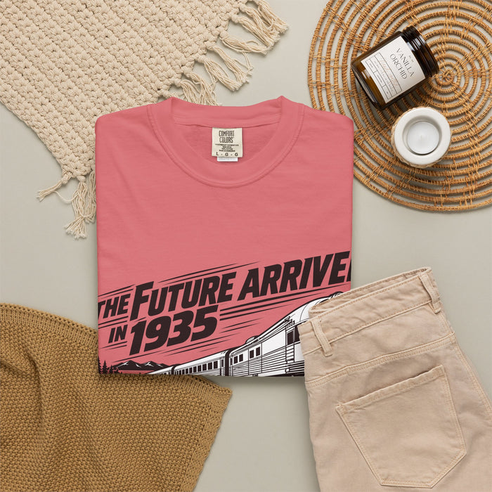 The Future Arrived in 1935 | Flying Yankee No. 6000 | Unisex Garment-Dyed T-shirt