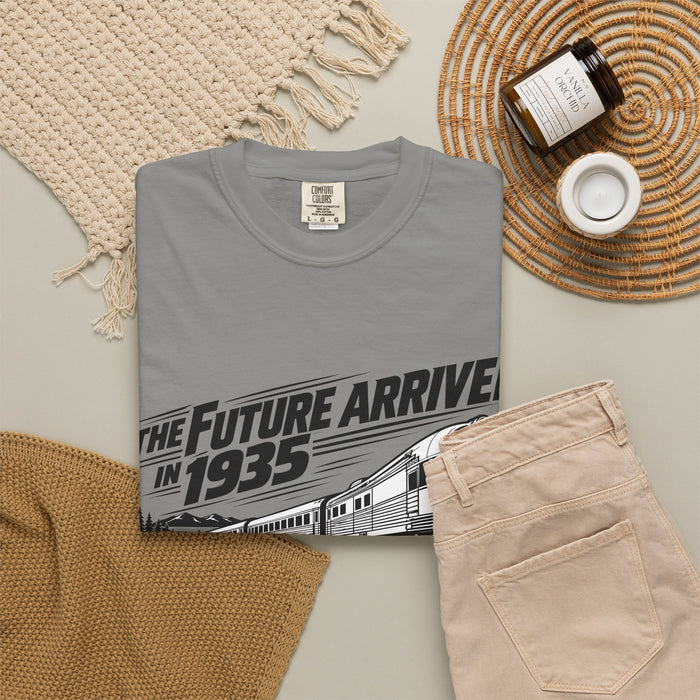 The Future Arrived in 1935 | Flying Yankee No. 6000 | Unisex Garment-Dyed T-shirt