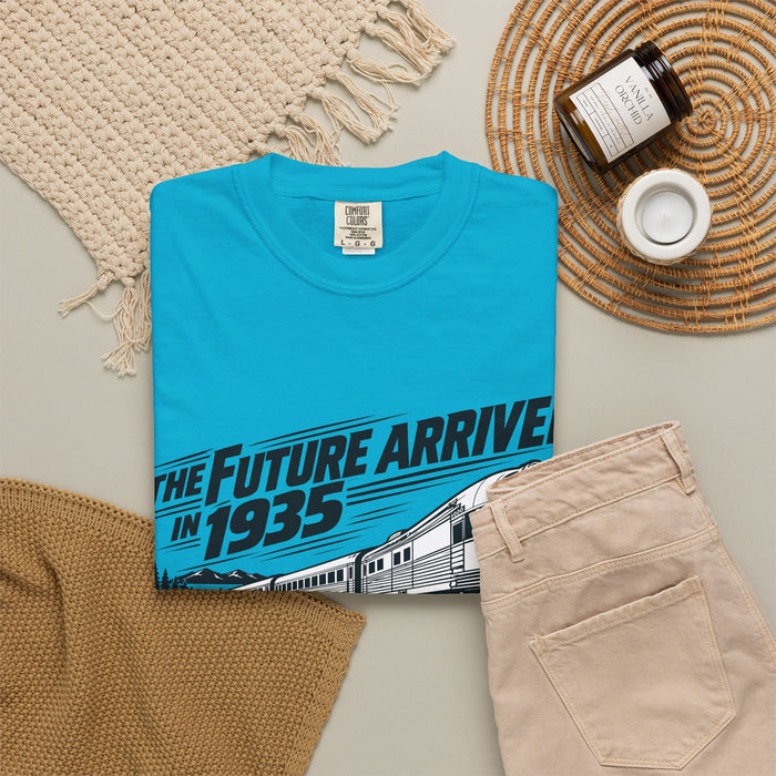 The Future Arrived in 1935 | Flying Yankee No. 6000 | Unisex Garment-Dyed T-shirt