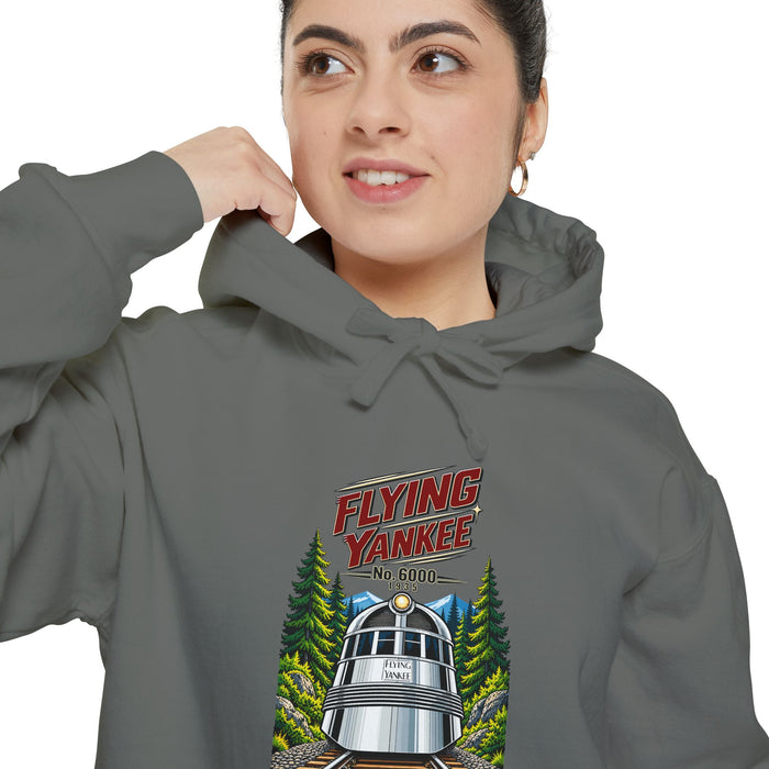 Flying Yankee No. 6000 – 1935 Vintage Streamliner - Unisex Garment-Dyed Hoodie