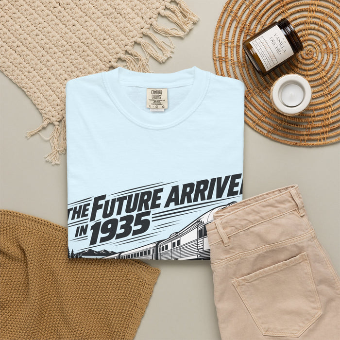 The Future Arrived in 1935 | Flying Yankee No. 6000 | Unisex Garment-Dyed T-shirt