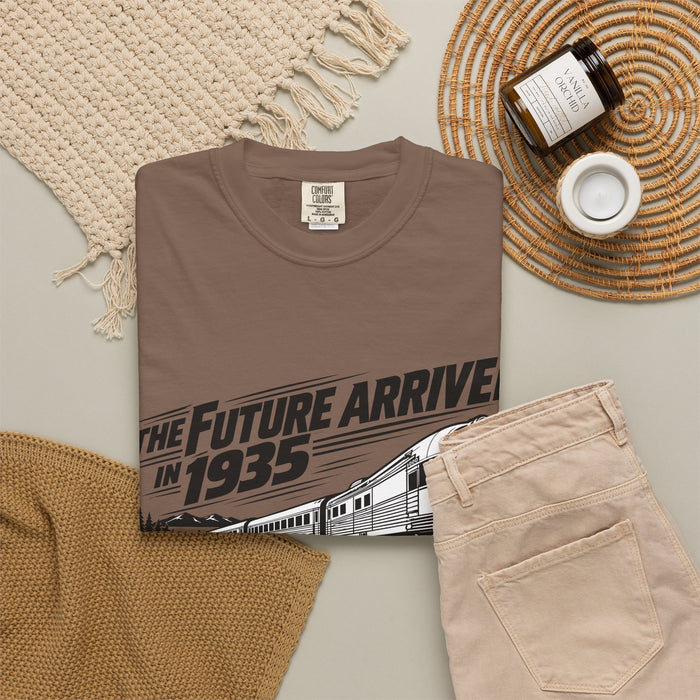 The Future Arrived in 1935 | Flying Yankee No. 6000 | Unisex Garment-Dyed T-shirt