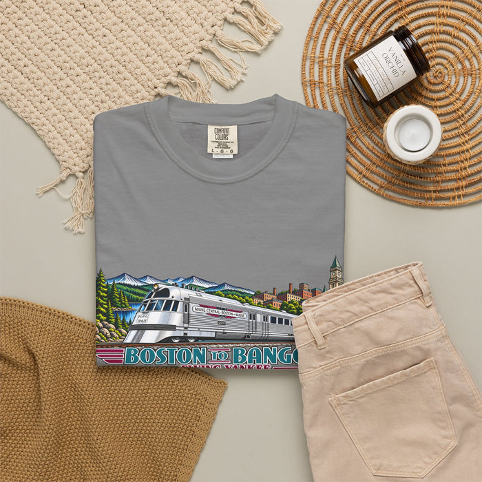 A New England Legend. A Streamlined Piece of American History. Unisex Garment-Dyed T-shirt