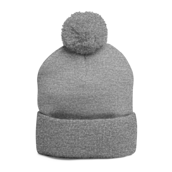 90 Years of the Flying Yankee Pom-Pom Knit Cap - Cozy Gray Beanie for Winter Celebrations