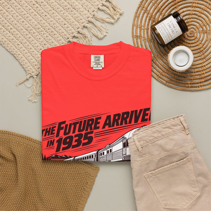 The Future Arrived in 1935 | Flying Yankee No. 6000 | Unisex Garment-Dyed T-shirt