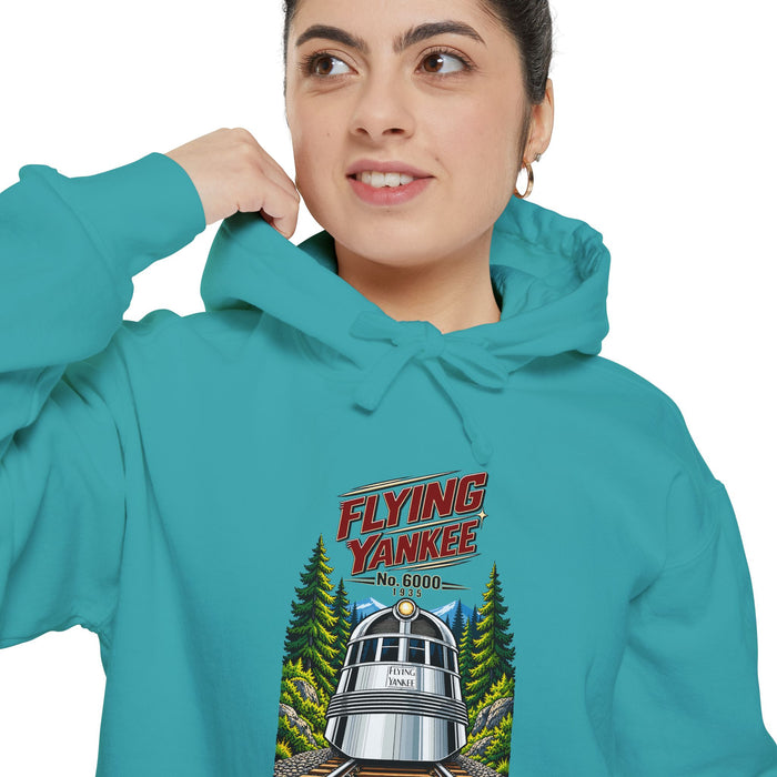 Flying Yankee No. 6000 – 1935 Vintage Streamliner - Unisex Garment-Dyed Hoodie