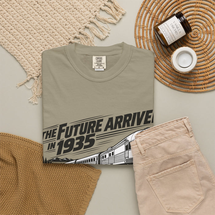 The Future Arrived in 1935 | Flying Yankee No. 6000 | Unisex Garment-Dyed T-shirt