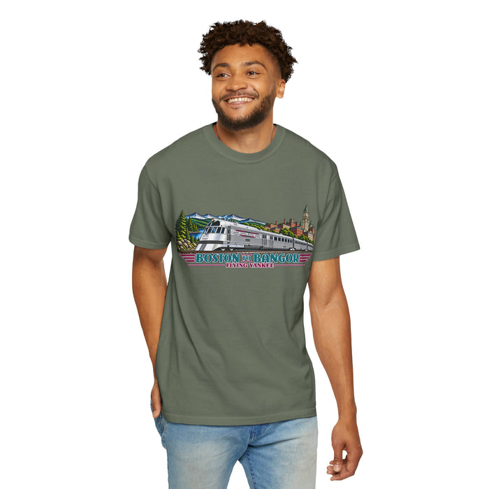 A New England Legend. A Streamlined Piece of American History. Unisex Garment-Dyed T-shirt