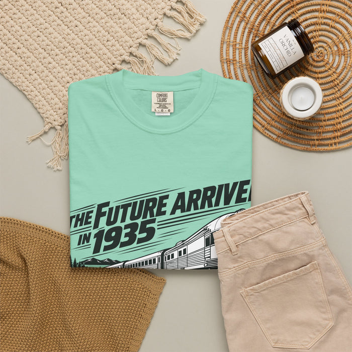 The Future Arrived in 1935 | Flying Yankee No. 6000 | Unisex Garment-Dyed T-shirt
