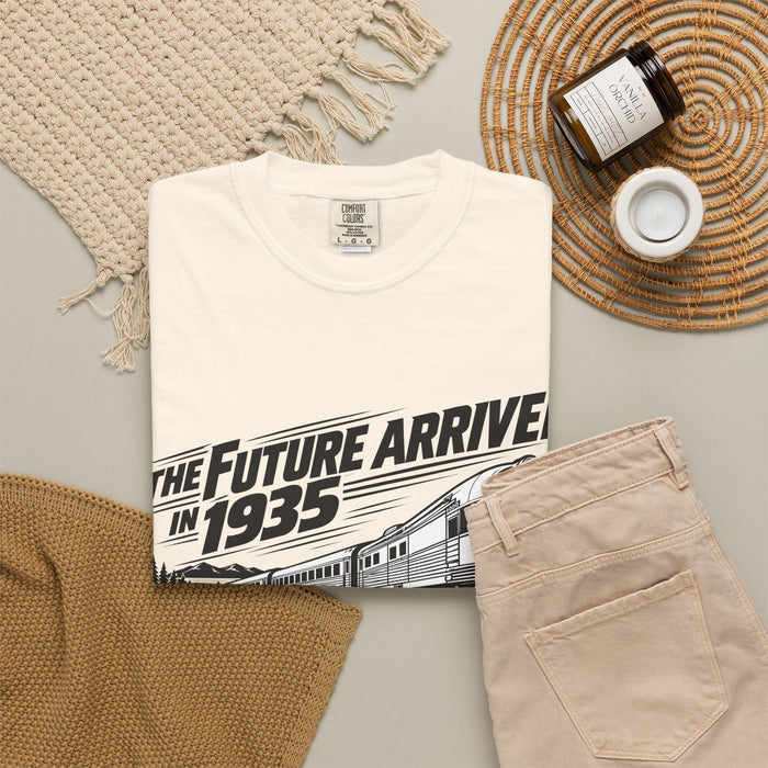 The Future Arrived in 1935 | Flying Yankee No. 6000 | Unisex Garment-Dyed T-shirt