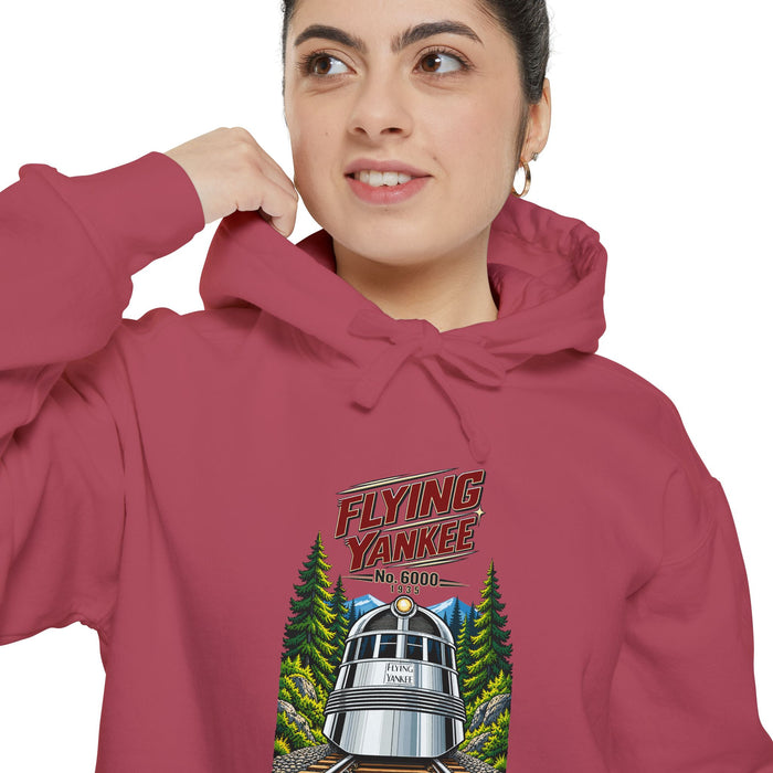 Flying Yankee No. 6000 – 1935 Vintage Streamliner - Unisex Garment-Dyed Hoodie