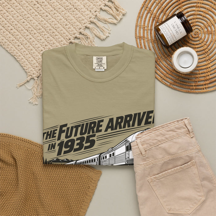 The Future Arrived in 1935 | Flying Yankee No. 6000 | Unisex Garment-Dyed T-shirt