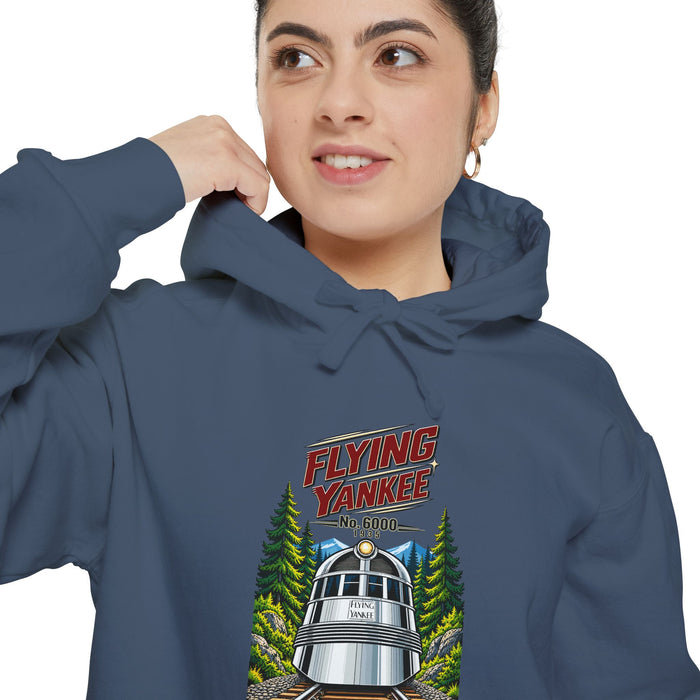 Flying Yankee No. 6000 – 1935 Vintage Streamliner - Unisex Garment-Dyed Hoodie