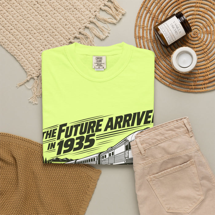 The Future Arrived in 1935 | Flying Yankee No. 6000 | Unisex Garment-Dyed T-shirt