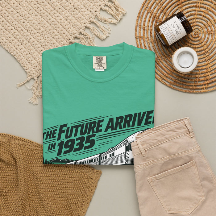 The Future Arrived in 1935 | Flying Yankee No. 6000 | Unisex Garment-Dyed T-shirt