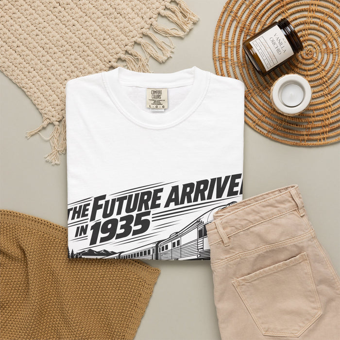The Future Arrived in 1935 | Flying Yankee No. 6000 | Unisex Garment-Dyed T-shirt