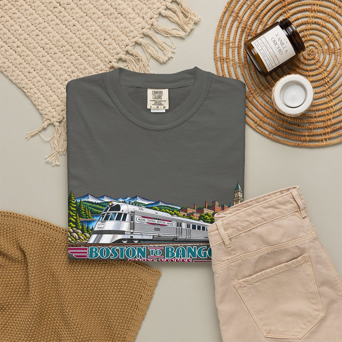 A New England Legend. A Streamlined Piece of American History. Unisex Garment-Dyed T-shirt