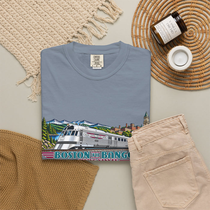 A New England Legend. A Streamlined Piece of American History. Unisex Garment-Dyed T-shirt