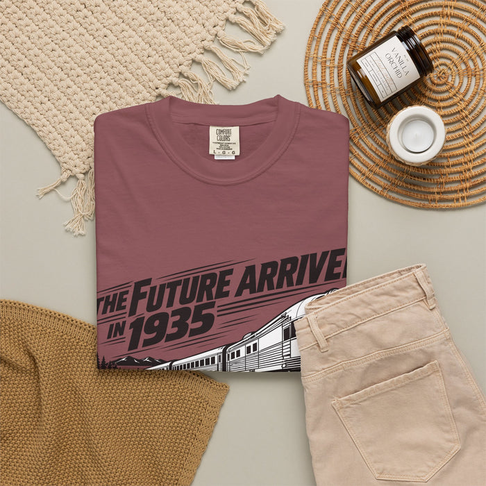 The Future Arrived in 1935 | Flying Yankee No. 6000 | Unisex Garment-Dyed T-shirt