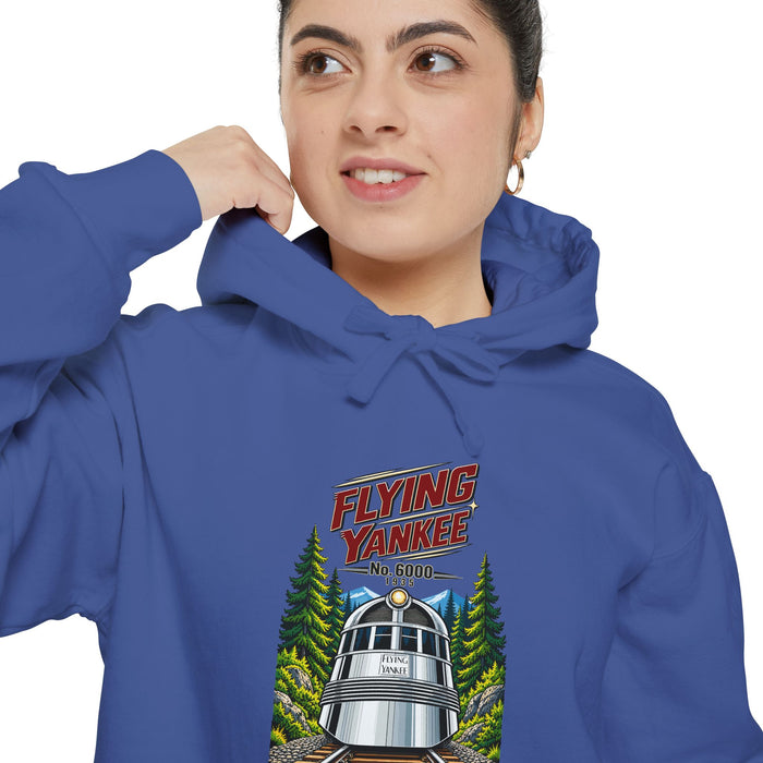 Flying Yankee No. 6000 – 1935 Vintage Streamliner - Unisex Garment-Dyed Hoodie